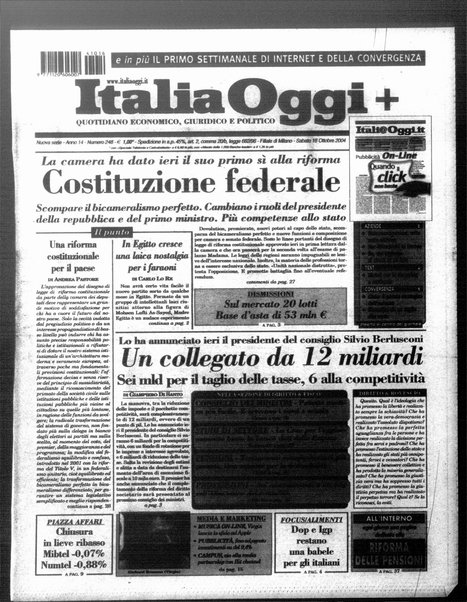 Italia oggi : quotidiano di economia finanza e politica